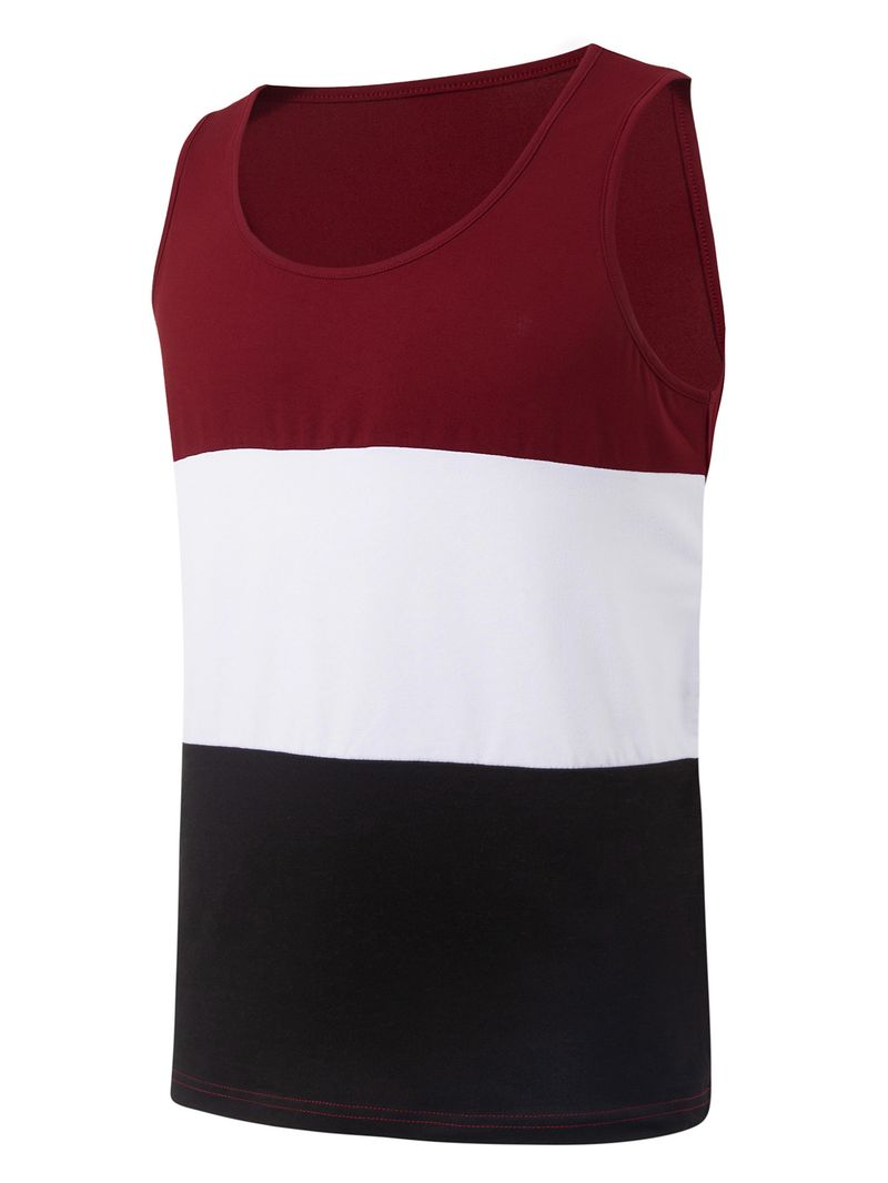 Chaleco deportivo holgado para hombre con costuras en contraste de colores para correr_voghion.com