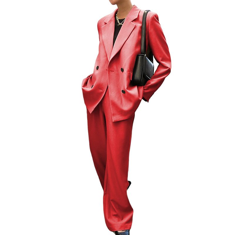 Vêtements pour femmes automne et hiver nouveaux vêtements pour femmes couleur unie costume décontracté pantalon mode costume deux pièces_voghion.com
