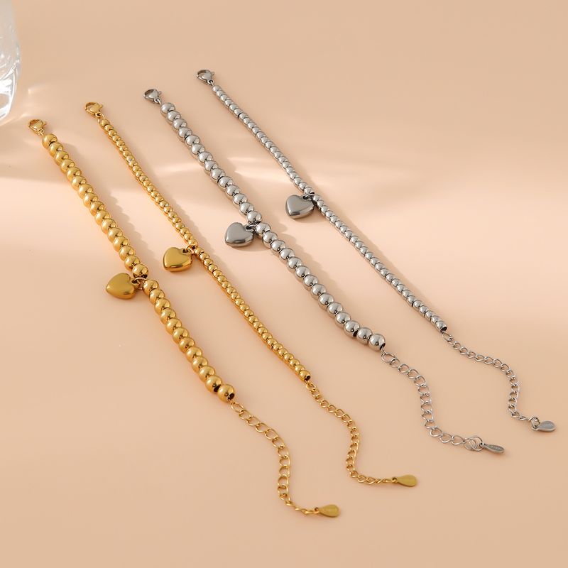 Stainless steel love round beads gold beaded bracelet ladies bracelet jewelry_voghion.com