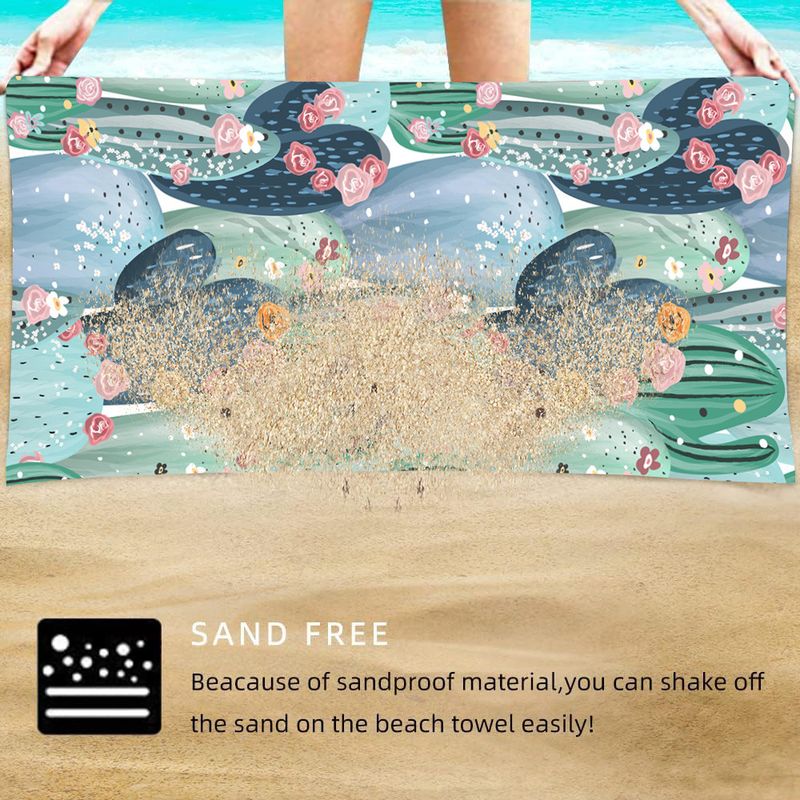 Asciugamano da spiaggia con stampa cactus - Asciugatura rapida e super assorbente_voghion.com