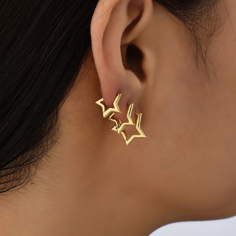Orecchini in rame INS Fashion per donna, design di lusso Niche Light, clip in zircone con bordo arrotondato, orecchini a cerchio_voghion.com