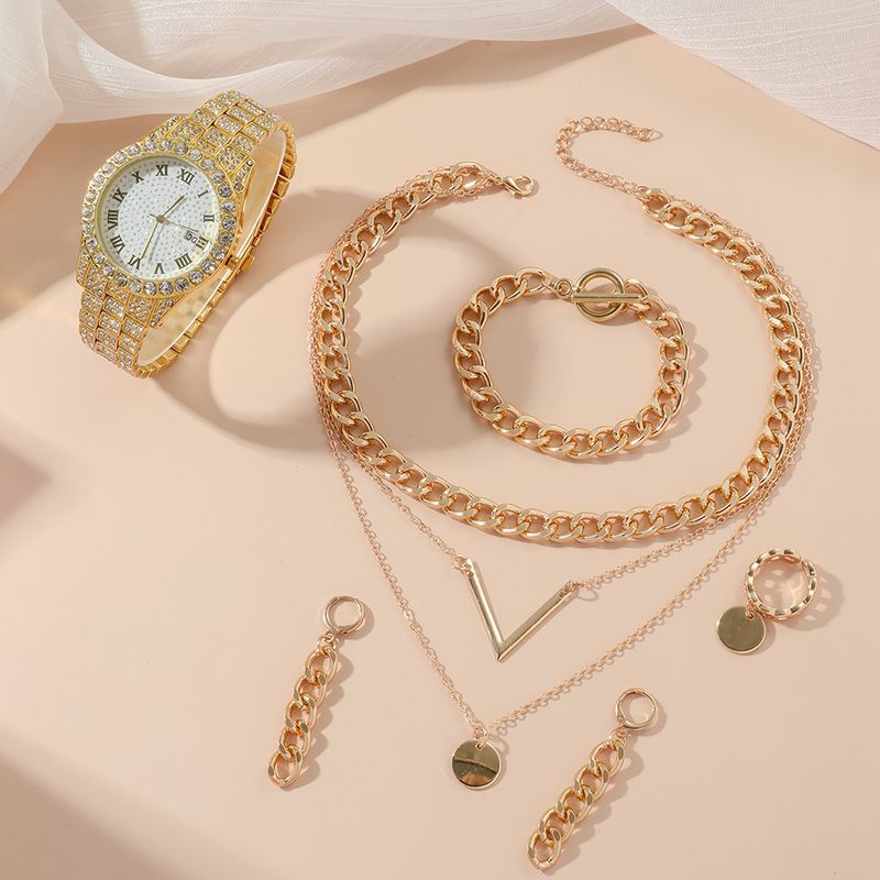 Ceas de damă cu curea din oțel la modă casual, cadran, scară digitală simplă_voghion.com