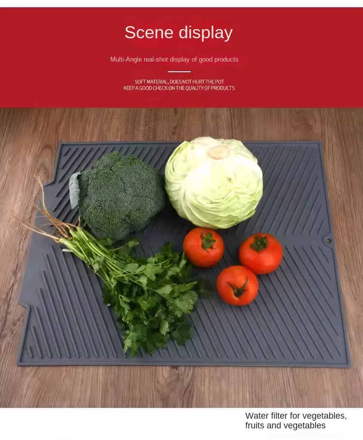 1PC Silicone Drain Pad Drying Mat Pots Dish Drain Mat For Kitchen Tableware Non-slip Mats Anti-scald Coaster Kitchen Utensils_voghion.com