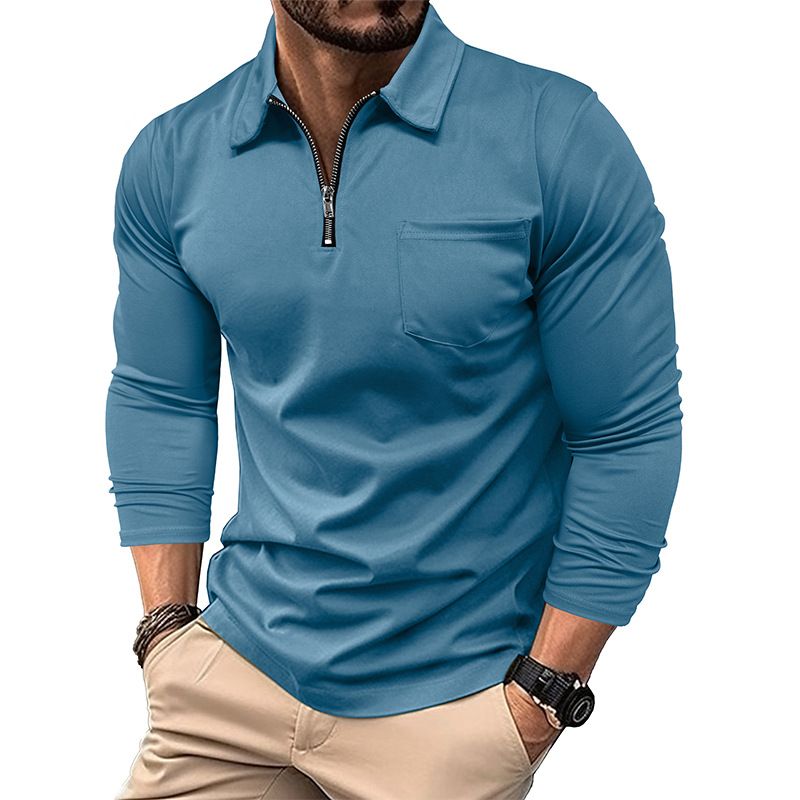 Lässiges Langarm-Poloshirt für Herren mit Reißverschlusskragen – Atmungsaktives und stylisches Slim-Fit-Oberteil für Business und Alltag_voghion.com