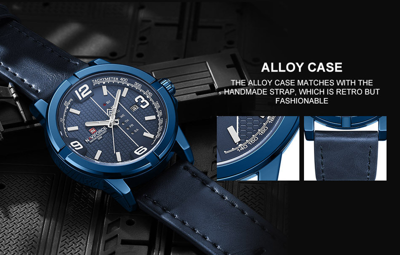NAVIFORCE/Lingxiang 9177 Waterproof Quartz PU with Calendar Men's Business Watch_voghion.com