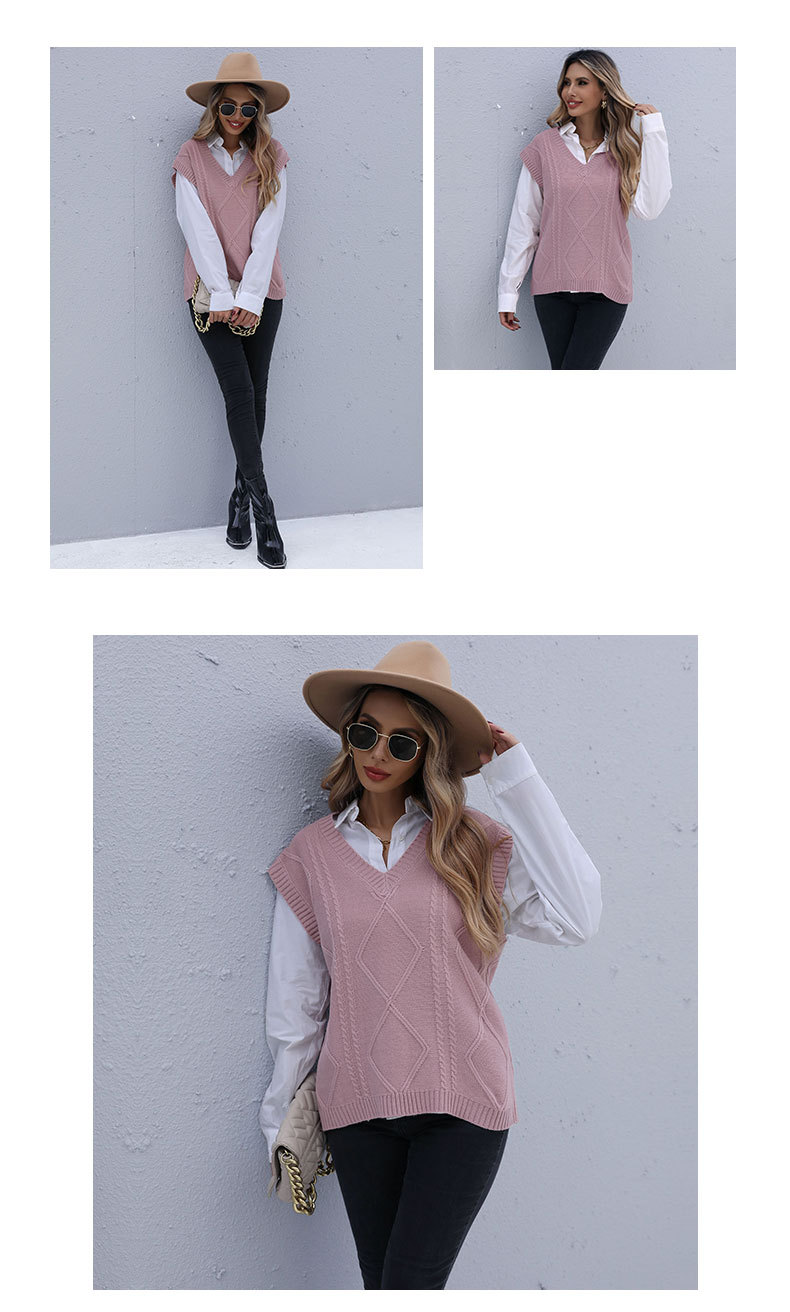 Damenbekleidung Independent Station Frühherbstmode Damen ärmellose Twist Solid Color Strickweste für Damen_voghion.com