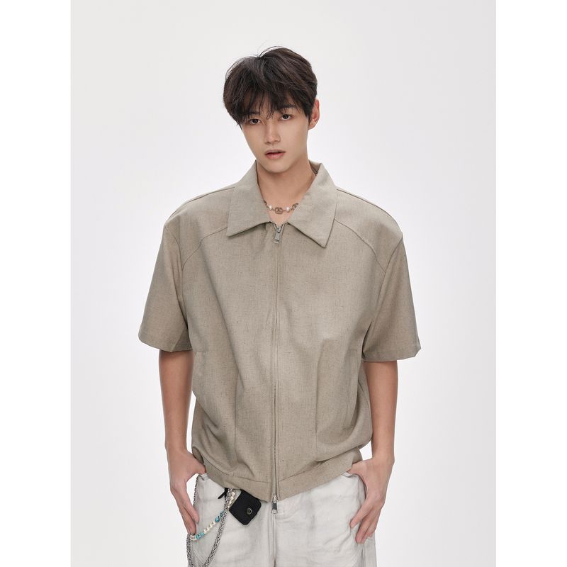 Cleanfit Oversized Double Zier Sleeve Jacket voor heren 2025 zomer nieuwe Amerikaanse stijl korte brede boxy gewatteerde schouder_voghion.com