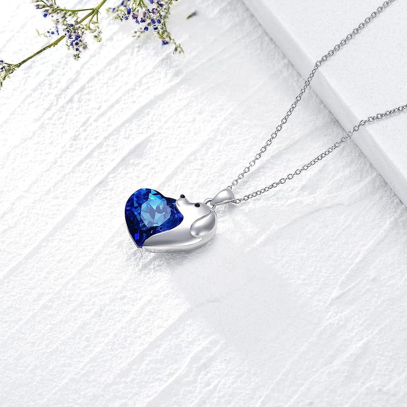 Collana con ciondolo a forma di cuore con zircone blu grande e venduto a caldo, accessori alla moda per gioielli per animali domestici_voghion.com