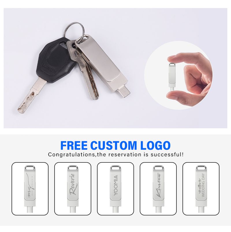 Naprave za shranjevanje USB ključek tipa C avtomobilski USB ključek vrtljiv visokohitrostni kovinski USB ključek z dvojno uporabo velike zmogljivosti_voghion.com