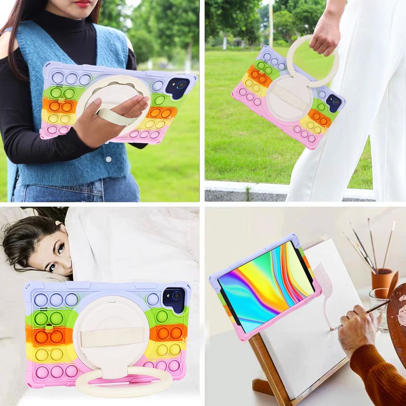 Push Pop iPad compatible tablet case with shoulder strap and stylus for Lenovo M10/Samsung Galaxy Tab A7 Lite/A8/iPad Air 9.7_voghion.com