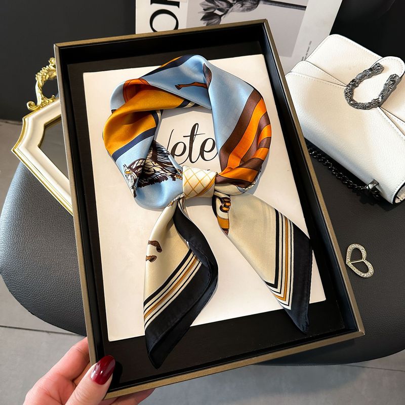 Nieuwe gestreepte simulatie zijden kleine minimalistische en modieuze professionele vierkante sjaal high-end matching_voghion.com