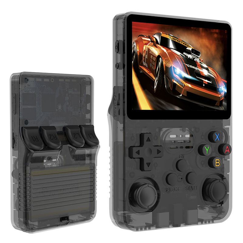 R36S Retro-Handheld-Spielkonsole, Linux-System, 3,5-Zoll-IPS-Bildschirm, Videospielmaschine, 64/128 GB, 10.000 Spiele + EVA-Hartschalenkoffer_voghion.com