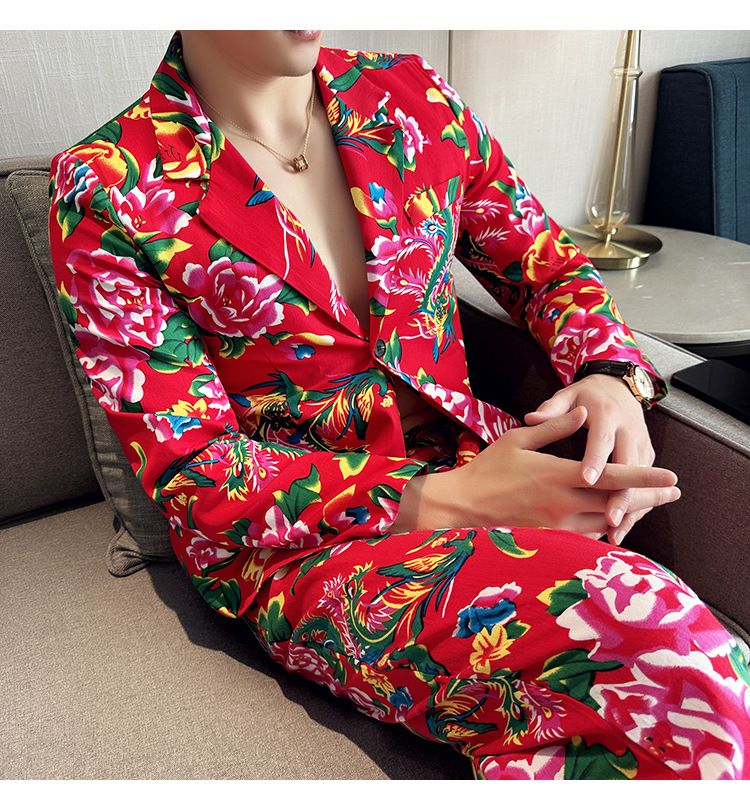 2024 Wiosna Jesień Nowa męska moda i wypoczynek Northeast Big Flower Suit Top Coat_voghion.com