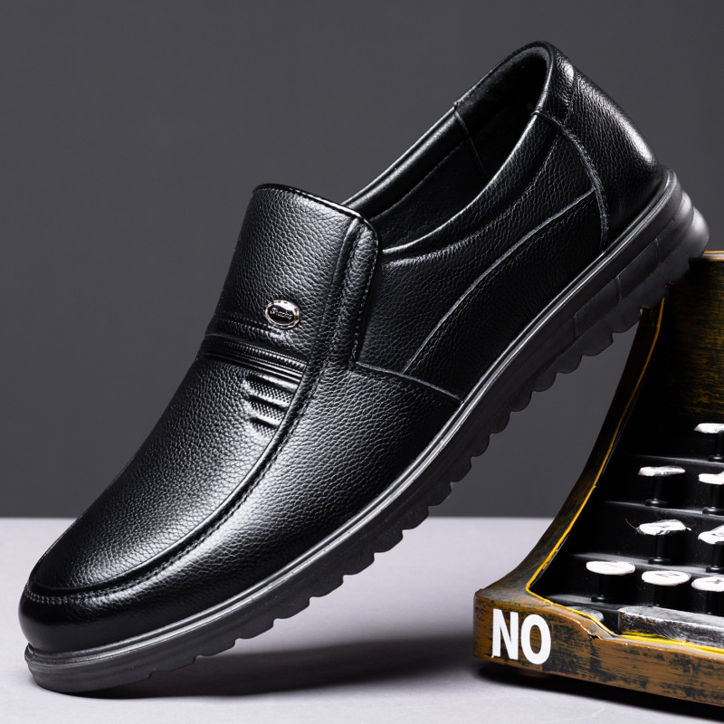 Leather Genuine Leather, Business Attire Men, Middle-aged, Soft Soled, Cowhide, Dad Shoes, Autumn And Winter, With Added_voghion.com