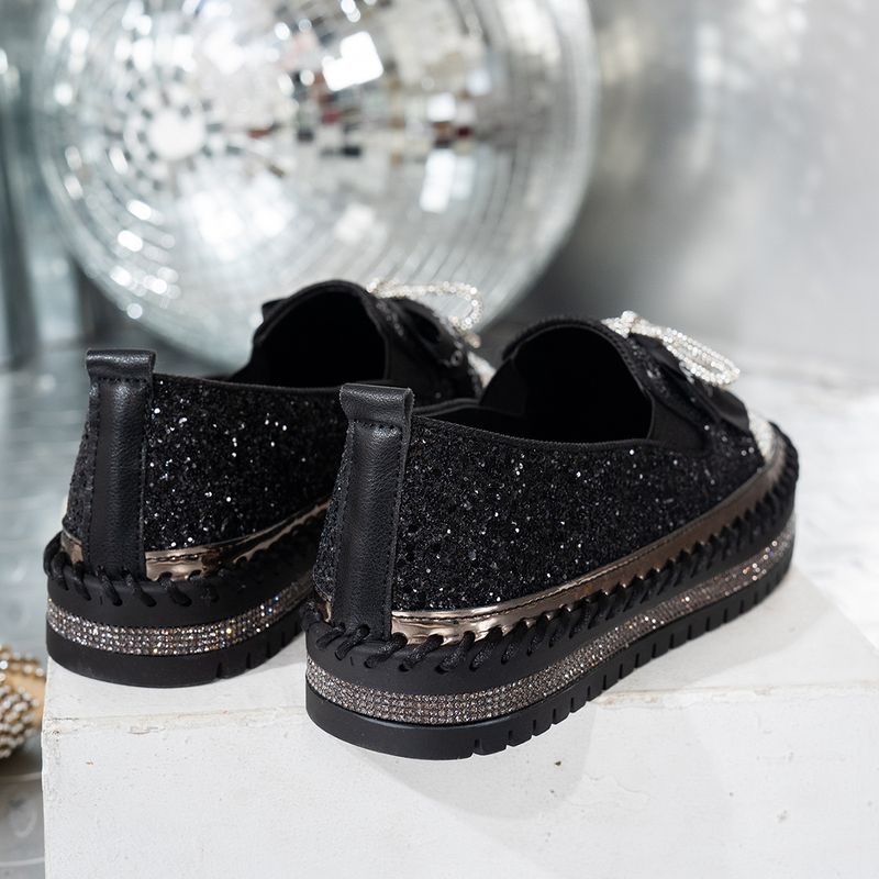 Damenschuhe Neue große Größe Strass Schleife Freizeitschuhe Nischendesign Einzelschuhe Trend_voghion.com