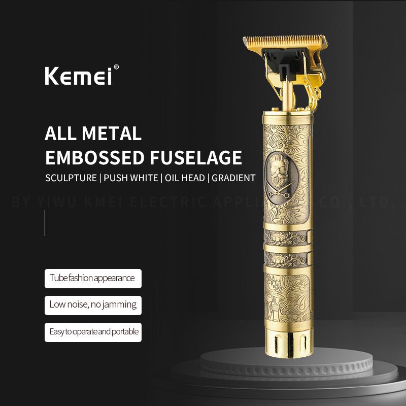 Kemei KM-228 Yeni Elektrikli USB Değiştirilebilir T-Blade Kesme Başlığı Saç Klipsi Metal Profesyonel Erkek Saç Klipsi_voghion.com