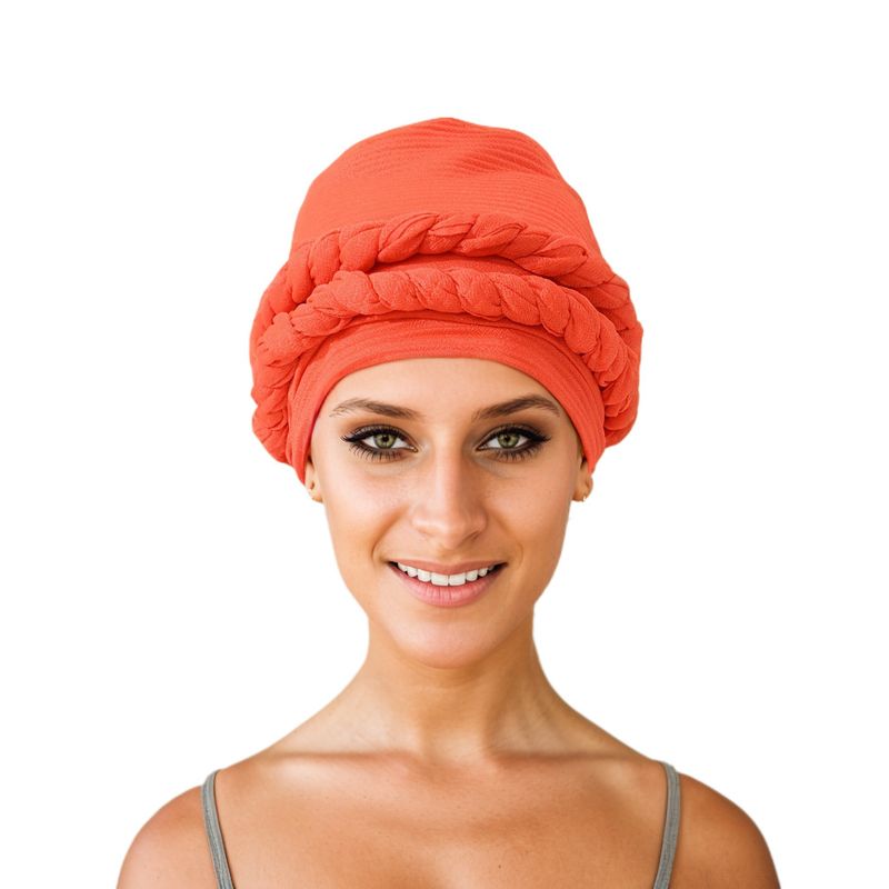Cuffia per turbante senza tesa elastica, treccia rugosa, fascia etnica, cuffia per chemioterapia_voghion.com