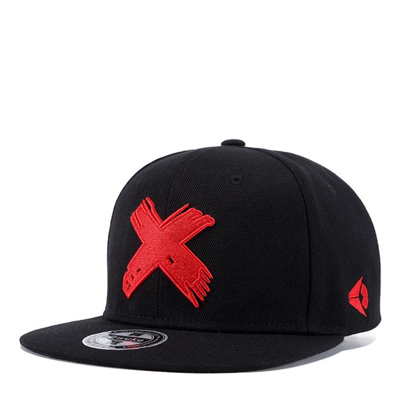 Cappellino da baseball con visiera piatta e lettera X, moda da strada, uomo e donna, berretto da basket hip hop rap hip hop_voghion.com
