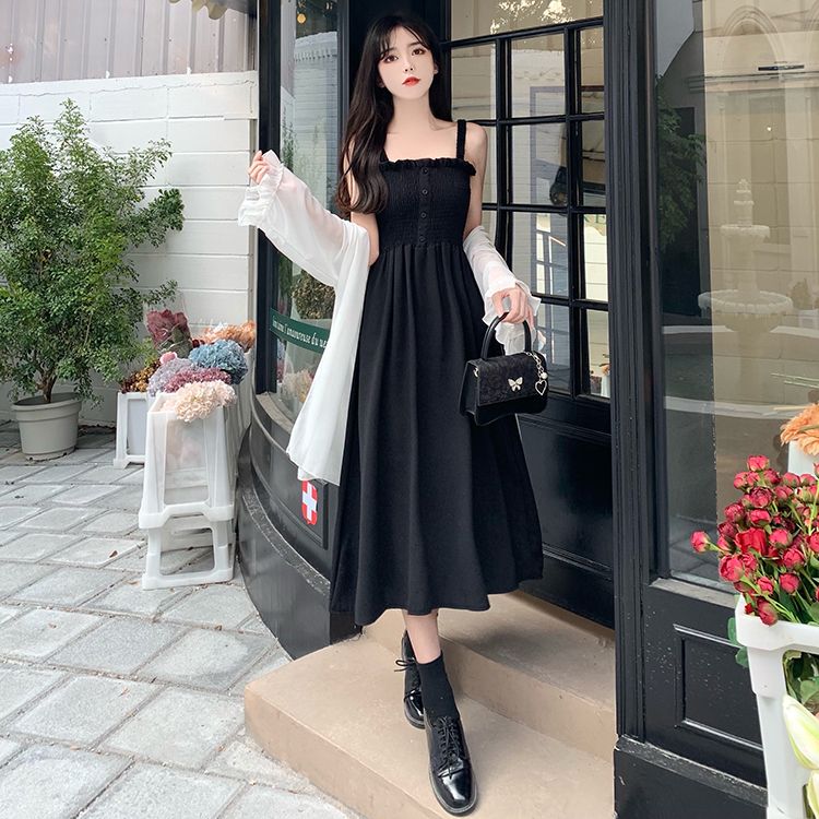 Robe deux pièces en mousseline de soie pour femme, grande taille, tenue d'été, slim, protection solaire_voghion.com