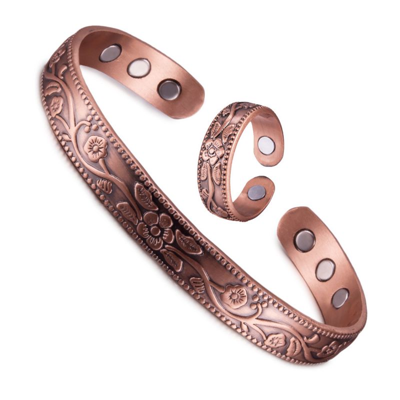 Set di anelli magnetici a forma di fiore Jiarui, bracciale regolabile per uomo e donna_voghion.com