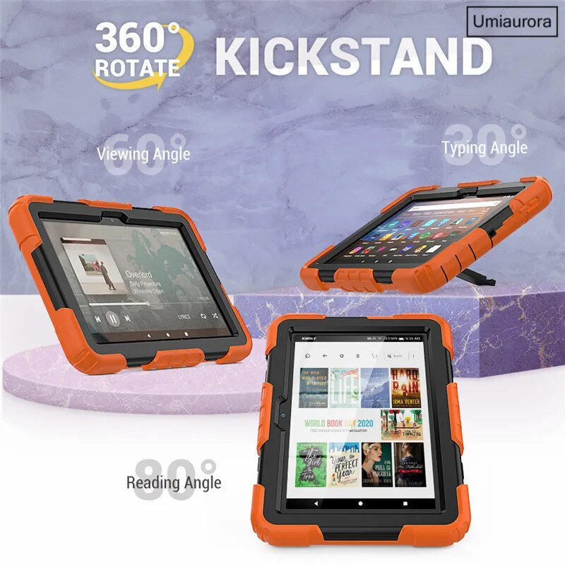Tablet-Hülle für Kindle Fire 8 10 HD8 HD10 Plus 2020 2021, robuste, stoßfeste Silikonhülle für Kinder für HD 7 2017_voghion.com