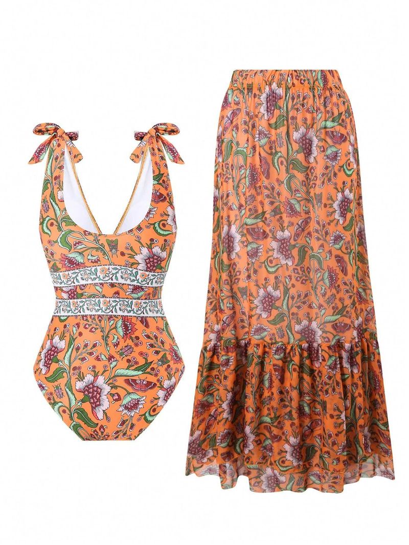 Maillot de bain une pièce style ethnique pour femme, vêtements de plage, source chaude_voghion.com