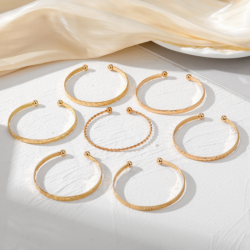 Bracciale da donna etnico vintage bohémien per vacanze al mare, con motivo a rombo e freccia, personalità esagerata, esagramma, apertura a torsione, set da 7 pezzi_voghion.com