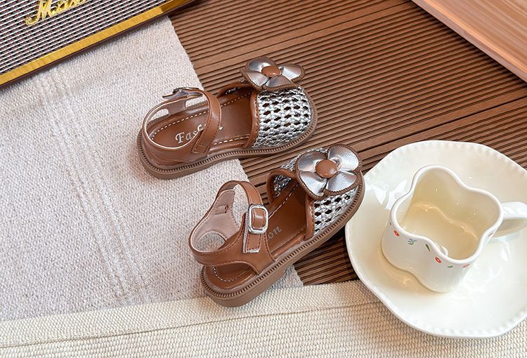 Kinderschuhe Kinder Baotou Woven Hollow Sandalen Sommer Neue Version Mädchen Blume Prinzessin Schuhe mit Rock_voghion.com