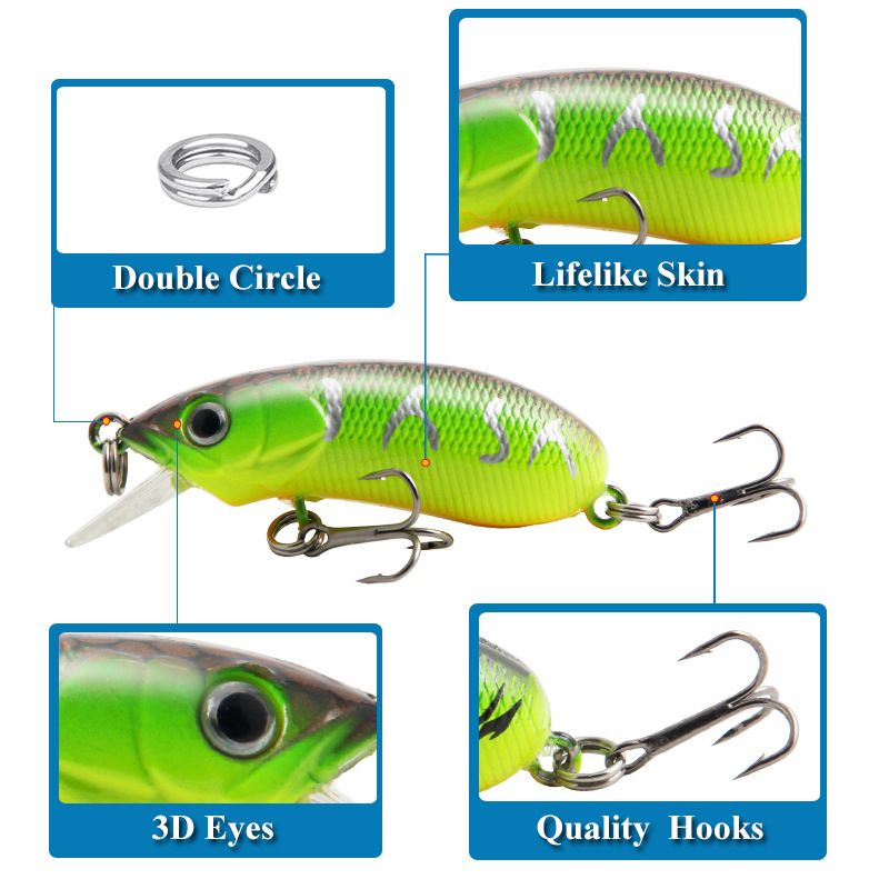 Lokkemad Ferskvands Langdistance Kast Langsomt Synkende Elritse 50cc 5.3cm/7.8g Farverig Aborre Angrebsmad_voghion.com