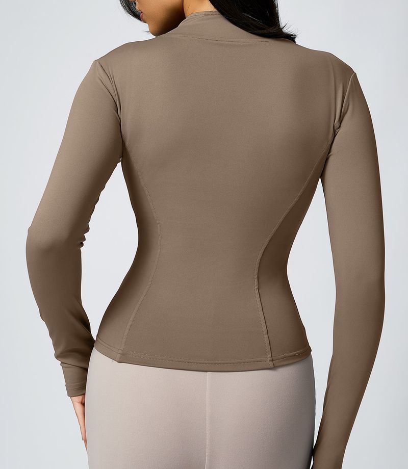 Seamless Zipper Long Sleeve Jacket Breathable Quick-Dry Top Running Sports Yoga Wear_voghion.com