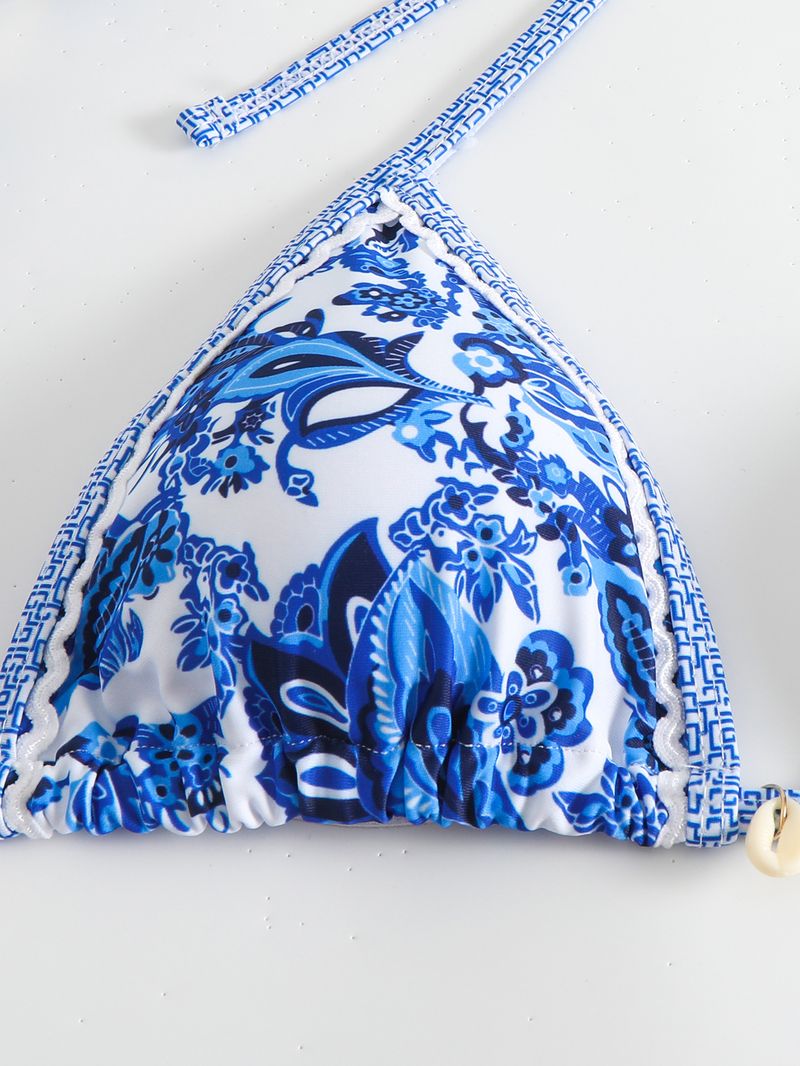 Maillot de bain trois pièces en maille imprimée, nouvelle collection 2024, bikini sexy avec accessoires coquillages_voghion.com
