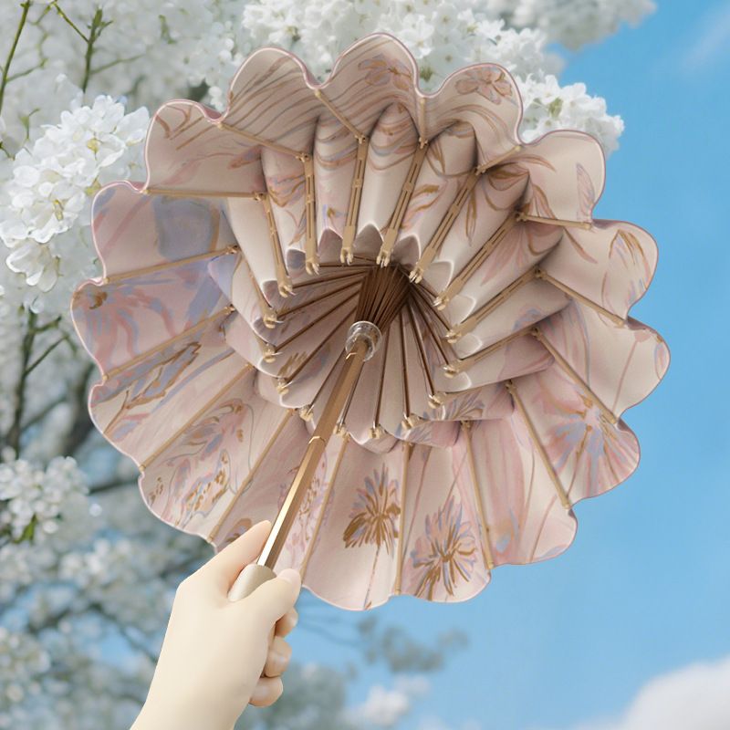 Ombrello pieghevole da donna a 16 stecche, doppio uso per sole, pioggia, protezione UV, parasole rinforzato e ispessito_voghion.com