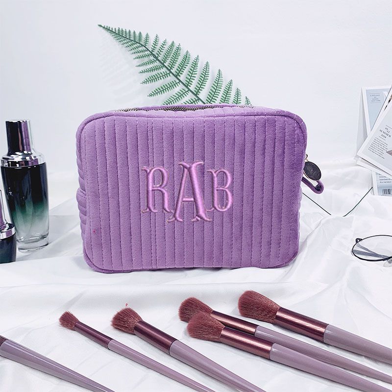 Make-up-Tools & Zubehör Gesteppte gestreifte Kosmetiktasche Flanell-Baumwolle Kosmetik-Aufbewahrungs-Clutch-Tasche Make-up-Zubehör-Aufbewahrungstasche_voghion.com