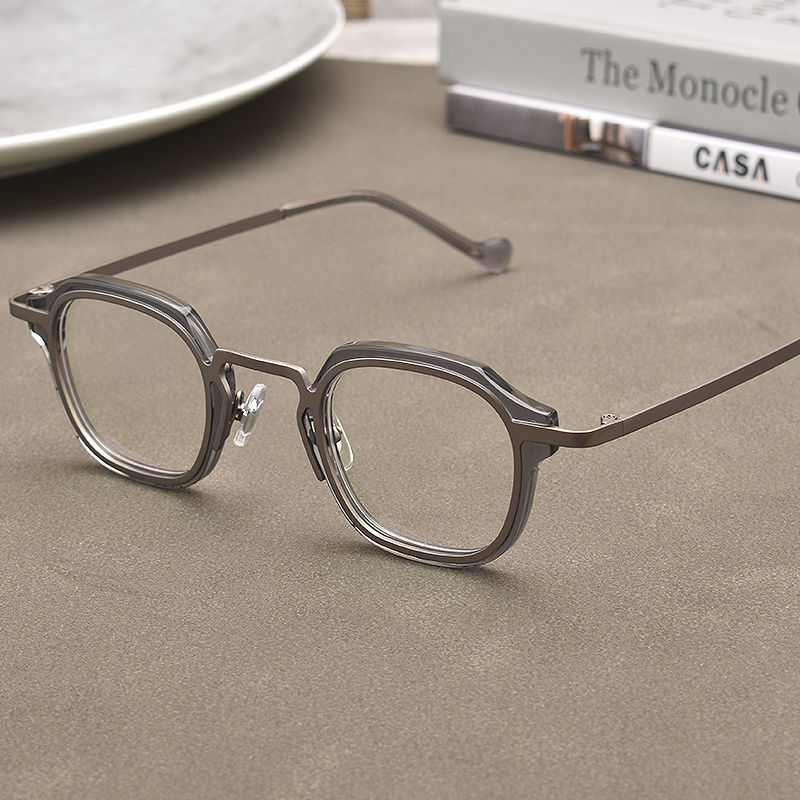 Anti Tempestade Preta Mesmo Estilo para Homens Lentes Planas Quadradas Ultra Leves Óculos para Miopia Armação Pequena_voghion.com