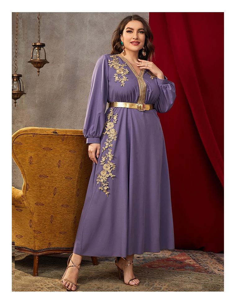 Abito ampio da donna a vita alta con scollo a V_voghion.com