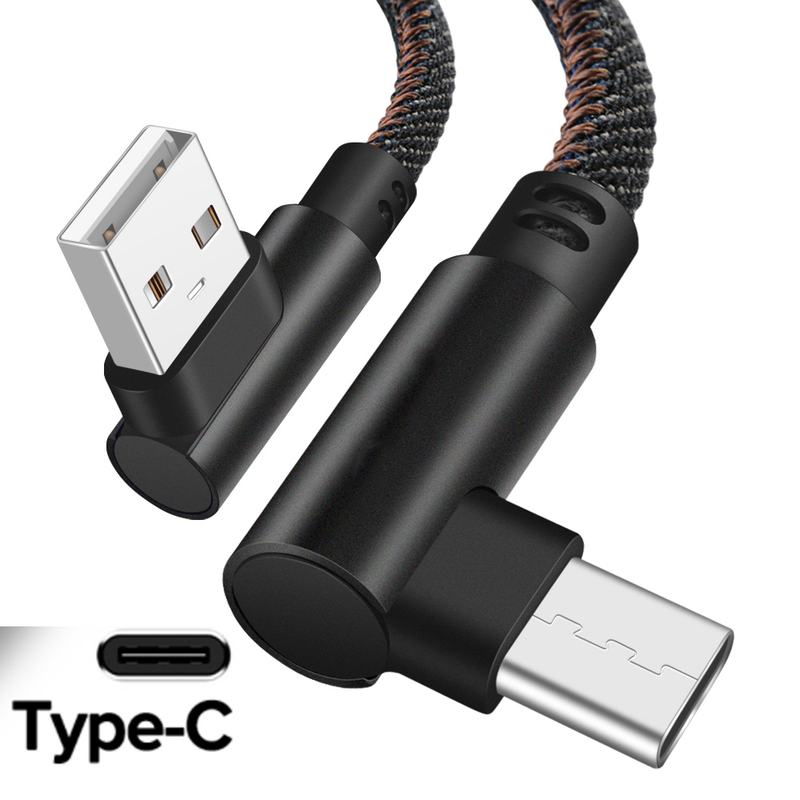 USB Micro cable 2.4A fast charger C-type cable 90 degree elbow nylon braided USB cable, suitable for Samsung/S ,_voghion.com