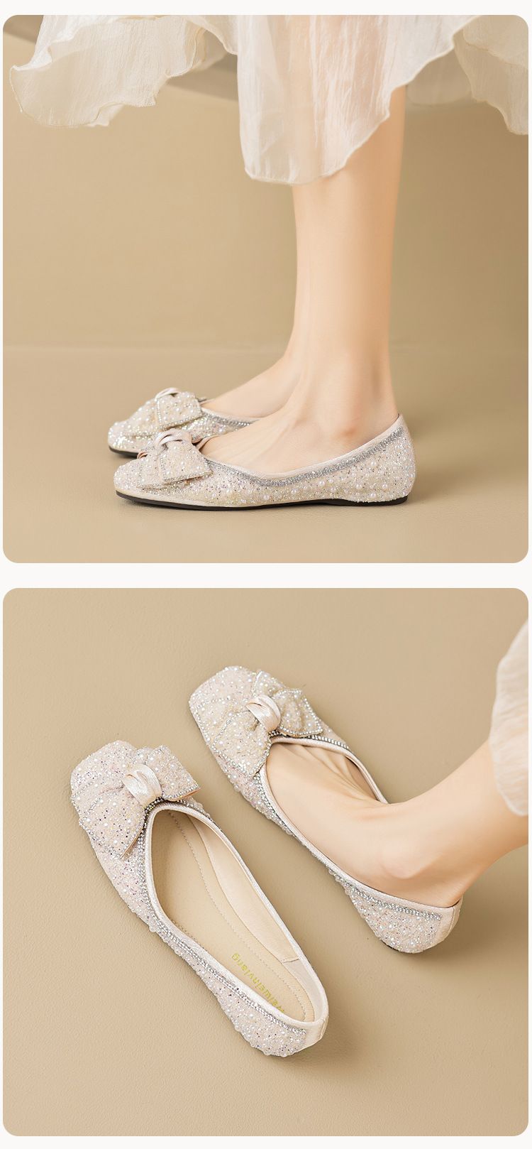Spitz Strass Einzelnen Schuhe frauen Herbst Bogen Ein Pedal Fee Schuhe Große Größe_voghion.com