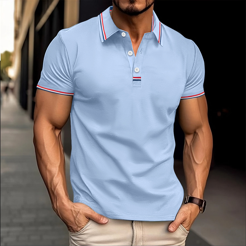 2024 New Men's Casual POLO Shirt With A Lapel, Placket, Pull Tab Button, Versatile T-shirt Top_voghion.com