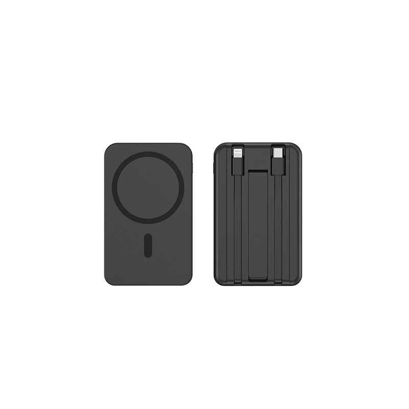 Magnetic Wireless Power Bank With Built-in Cables & Logo Customization, 10000mAh Portable Charger, Fast Charging, Compatible With MagSafe, Compact_voghion.com