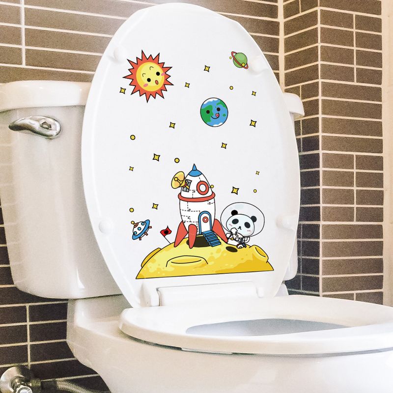 Astronaut lunar PVC decorative frosted N1832 toilet lid wall sticker_voghion.com
