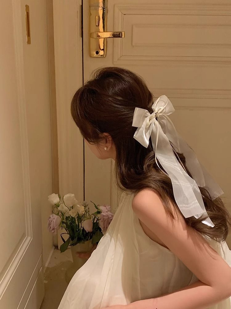 Super Fairy White Bow Hair Accessory For The Back Of Women's Heads Top Hair Clip Hair Accessories_voghion.com