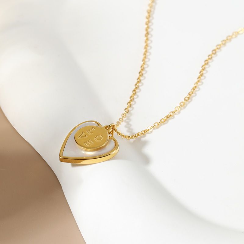 Collana con ciondolo semplice in argento Sterling S925 LOVE con conchiglia naturale_voghion.com