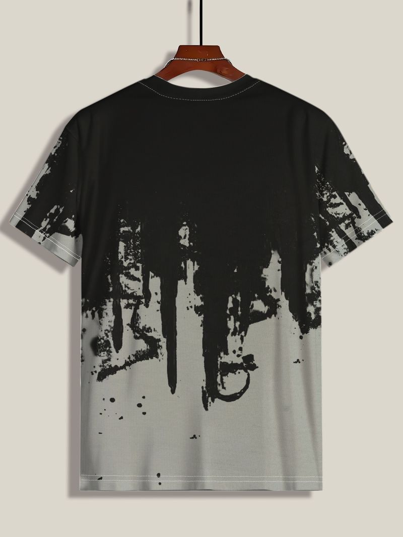 Herrenbekleidung Plus Size Sommer Neues Cooles Graffiti Paint Style Lässiges Tägliches Rundhals-T-Shirt_voghion.com