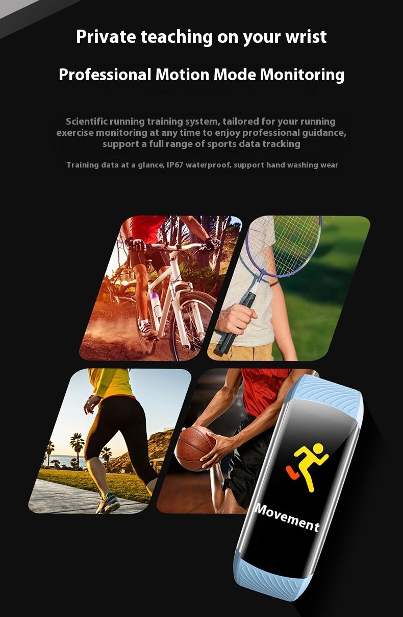 Braccialetto intelligente sportivo 2024 con frequenza cardiaca, pressione sanguigna, monitoraggio del sonno, conteggio dei passi, regalo per la salute_voghion.com