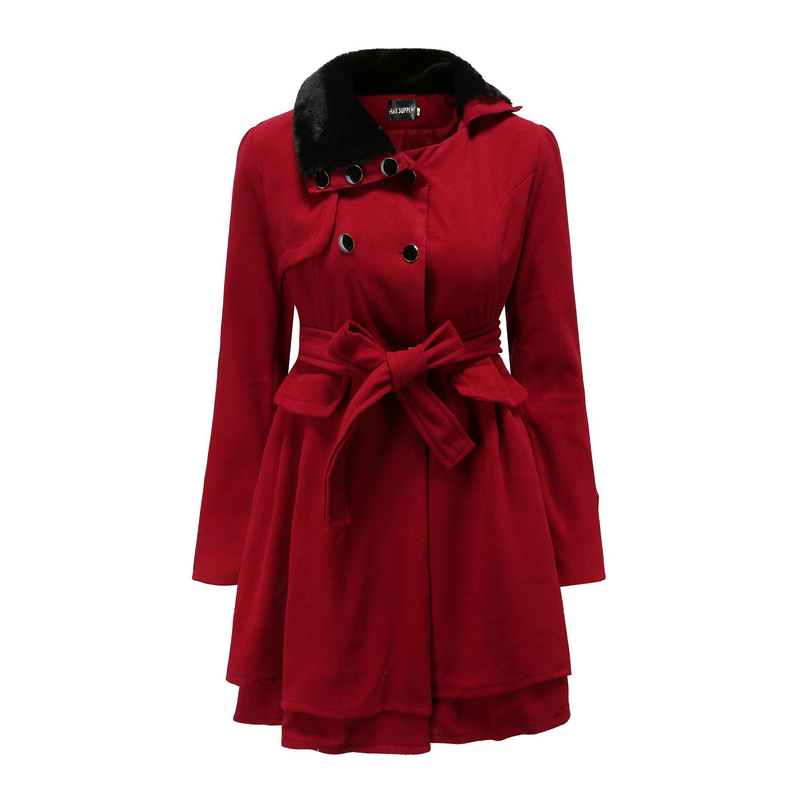 Women's slim-fit long woolen coat double breasted woolen coat trench coat_voghion.com