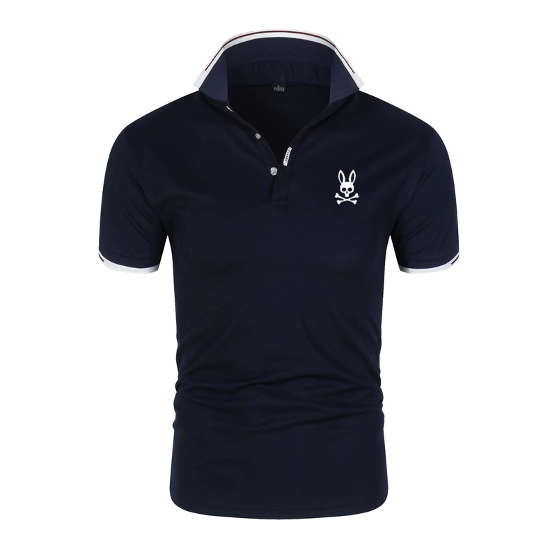 2023 summer men's cotton T-shirt lapel fashion short-sleeved polo shirt printed micro-standard ghost rabbit short-sleeved polo shirt_voghion.com