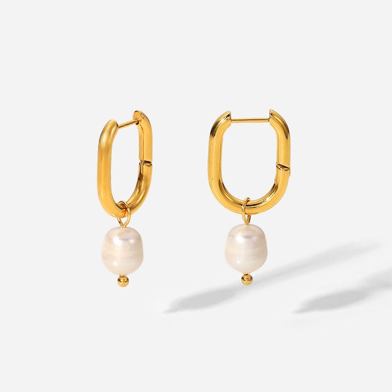 Nuovo influencer INS con lo stesso orecchino di perle d'acqua dolce, gioielli pendenti alla moda e semplici per le donne_voghion.com