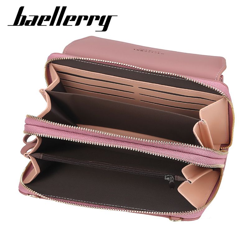 Baellerry Women's Long Wallet Korean Style Double Zipper Large Capacity Crossbody Fashion Versatile Phone Bag_voghion.com