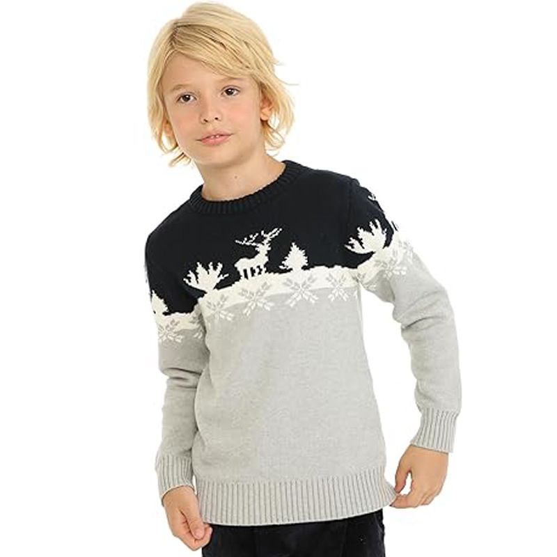 Pull en tricot doux pour enfants, motif dessin animé, unisexe, avec imprimés amusants (100-140 cm)_voghion.com