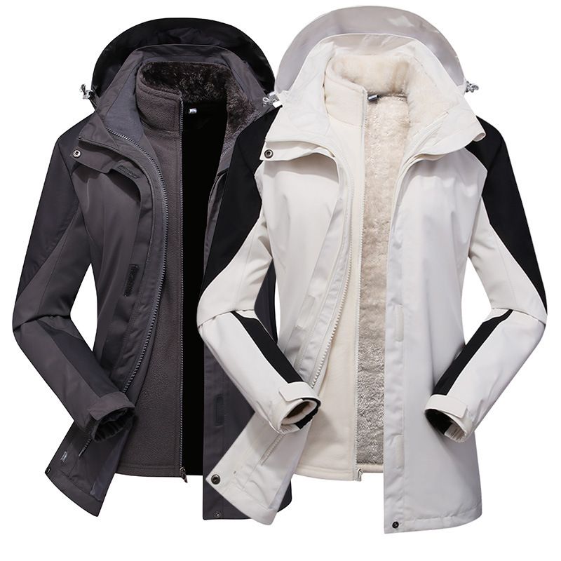 Giacca invernale 3 in 1 per uomo e donna, antivento, impermeabile, giacca da trekking staccabile, pile corallo spesso,_voghion.com
